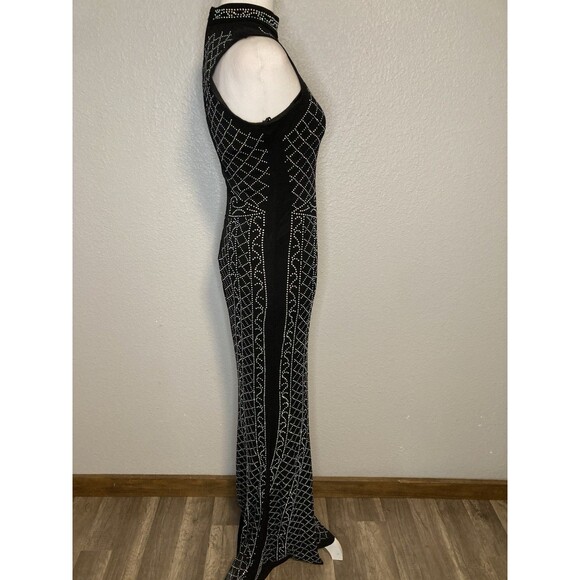 Windsor Prom Homecoming Pageant Dress Small Black Bodycon Mermaid Beaded Halter - Picture 6 of 12